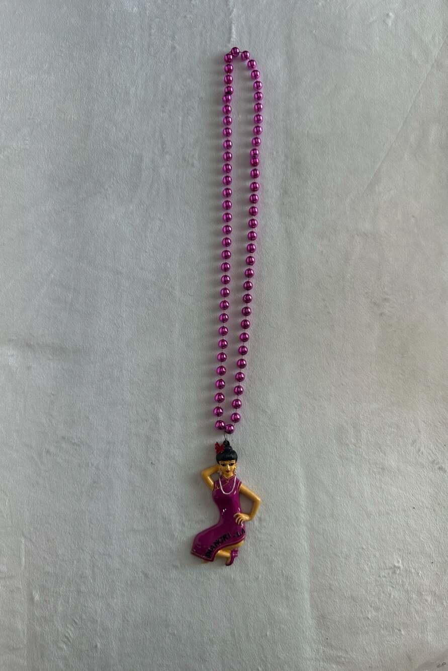 Vintage Shangri-La Pink Beaded Mardi Gras Style Necklace